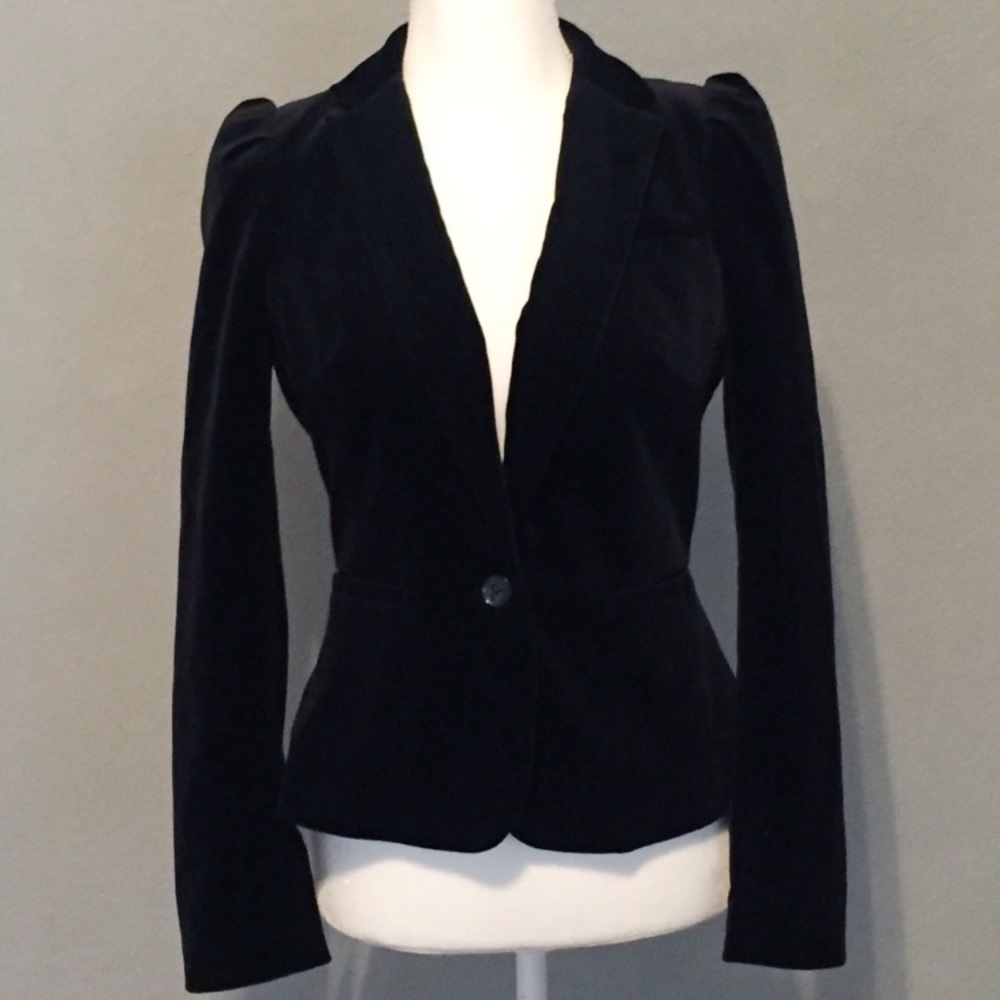 Banana Republic velvet blazer size 0 puffy sleeveless preppy classic luxury